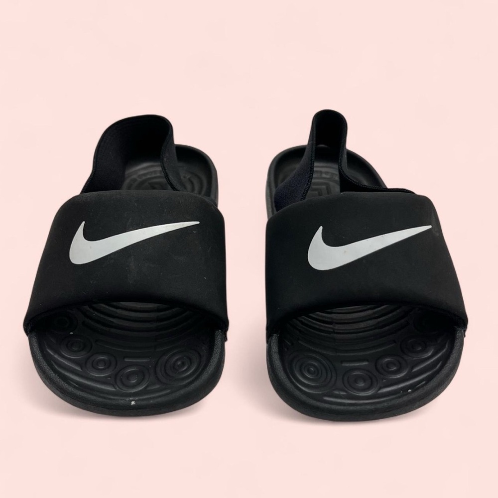 6C Nike Kawa Black & White Toddler Boy Toddler Girl Nike Sandals Slides Unisex - Picture 5 of 6
